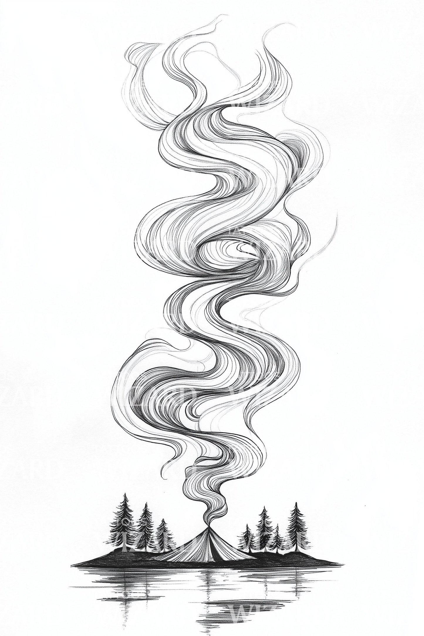 Twin Smoke Columns Tattoo Design