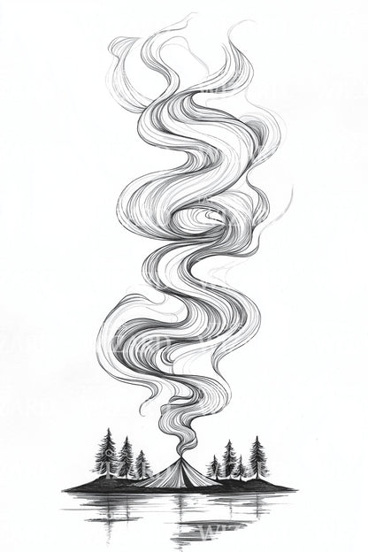 Twin Smoke Columns Tattoo Design