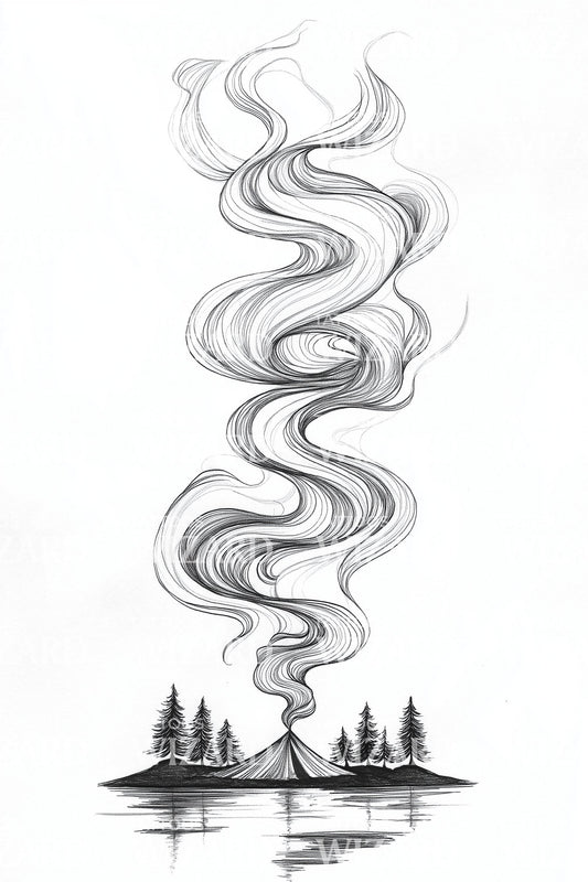 Twin Smoke Columns Tattoo Design