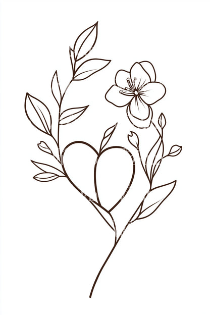 Zwillingszweig Herz Tattoo Illustration