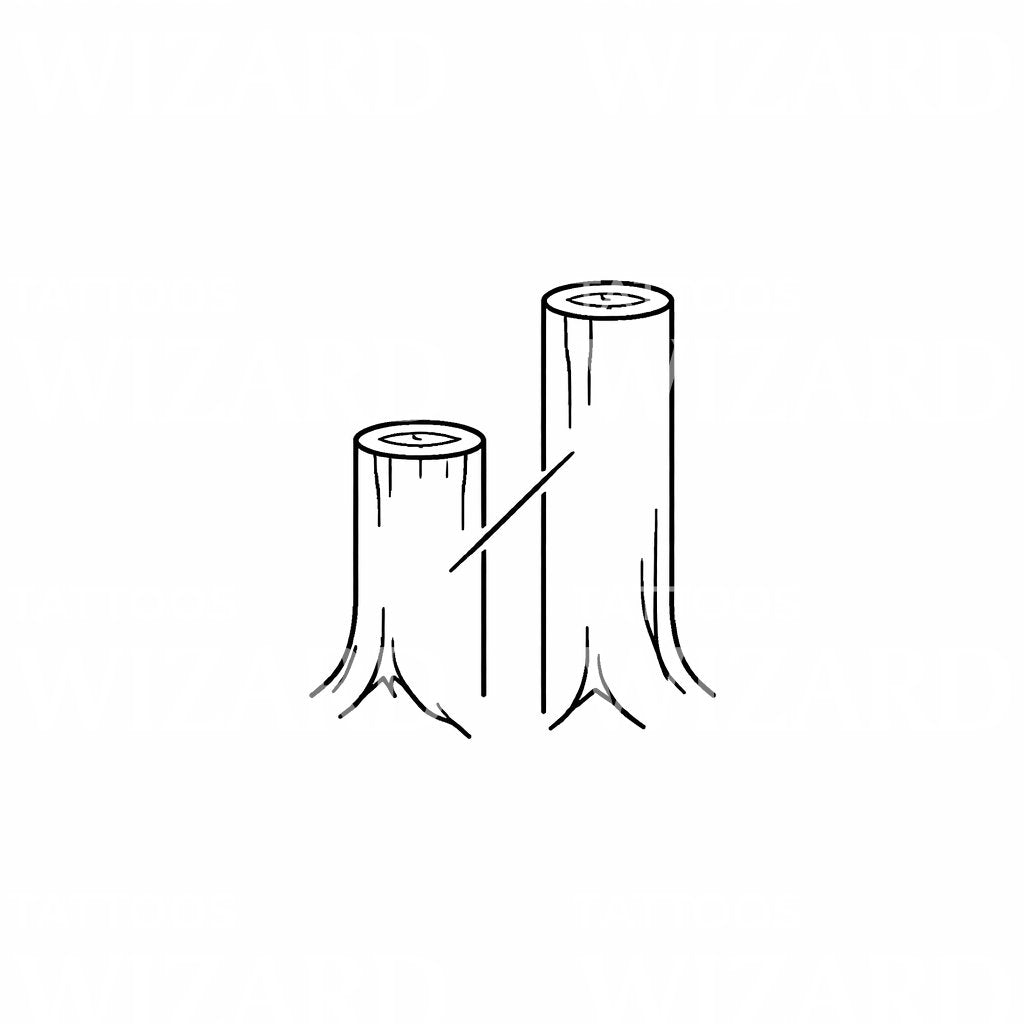 Twin Tree Stumps Tattoo Design