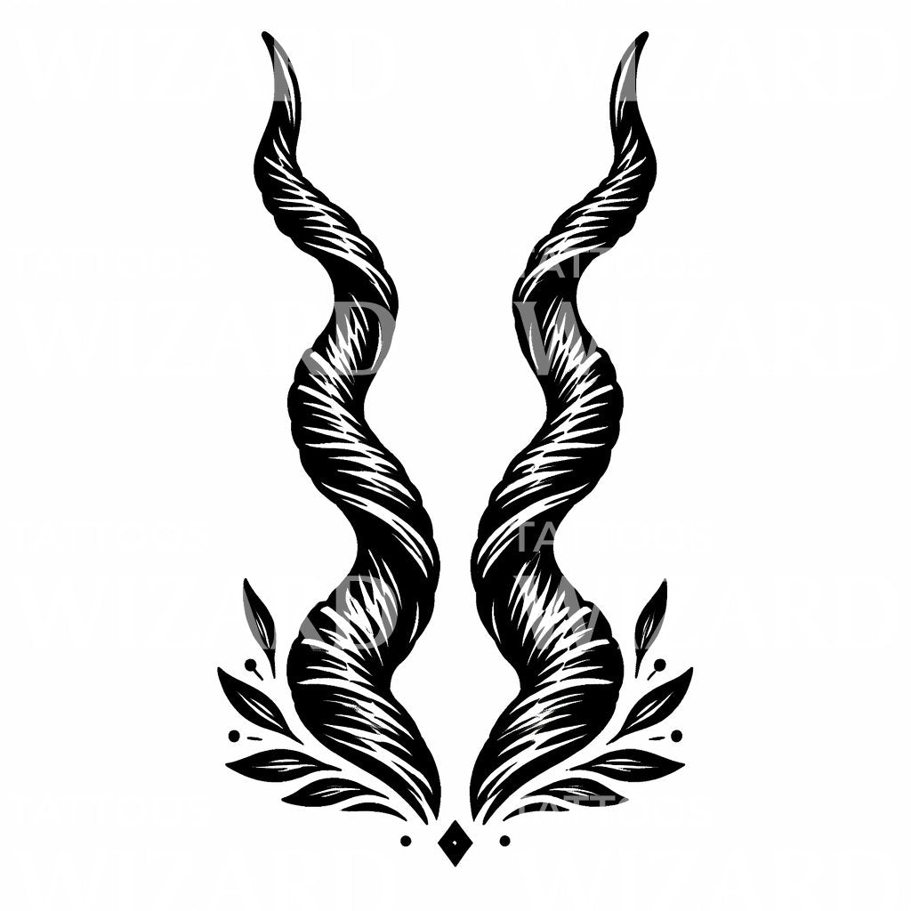 Twin Twisted Horns Tattoo Design