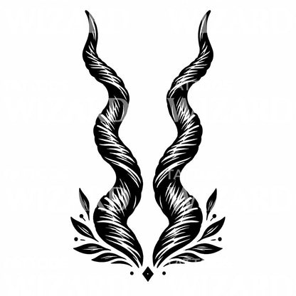 Twin Twisted Horns Tattoo Design