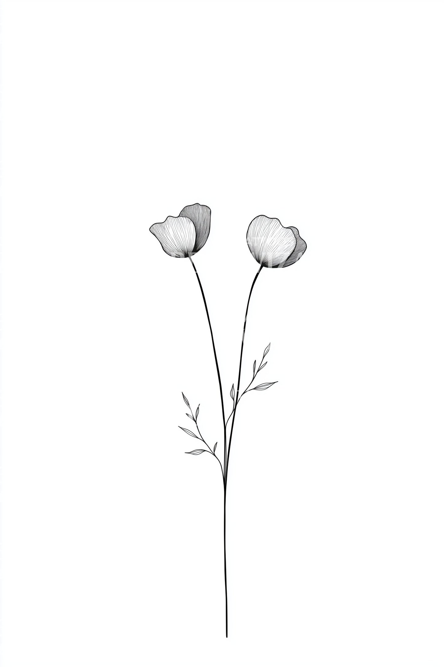 Design de tatouage de deux brindilles de fleurs sauvages