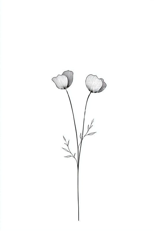 Design tatuaggio due rametti di fiori selvatici