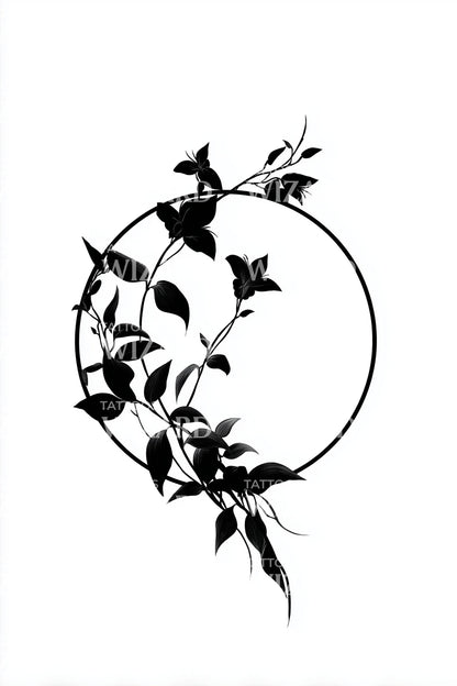 缠绕藤蔓圆形纹身设计