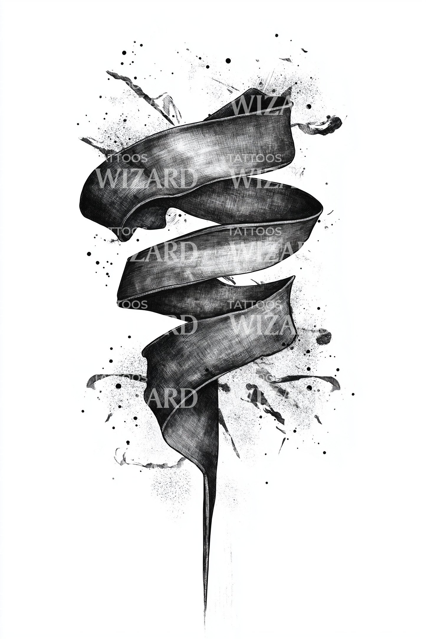 Twisted Black Ribbon Tattoo Design