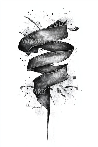 Twisted Black Ribbon Tattoo Design