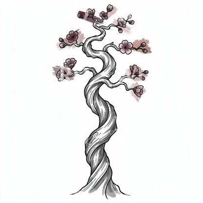Snoet Kirsebærblomst Tattoo Design