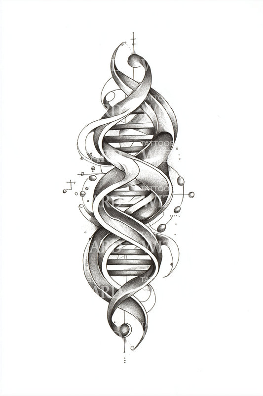 Twisted DNA Helix Tattoo Design