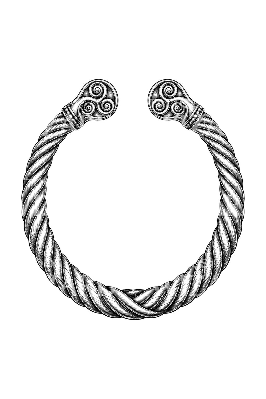 Design per tatuaggio di torque celtico dorato intrecciato