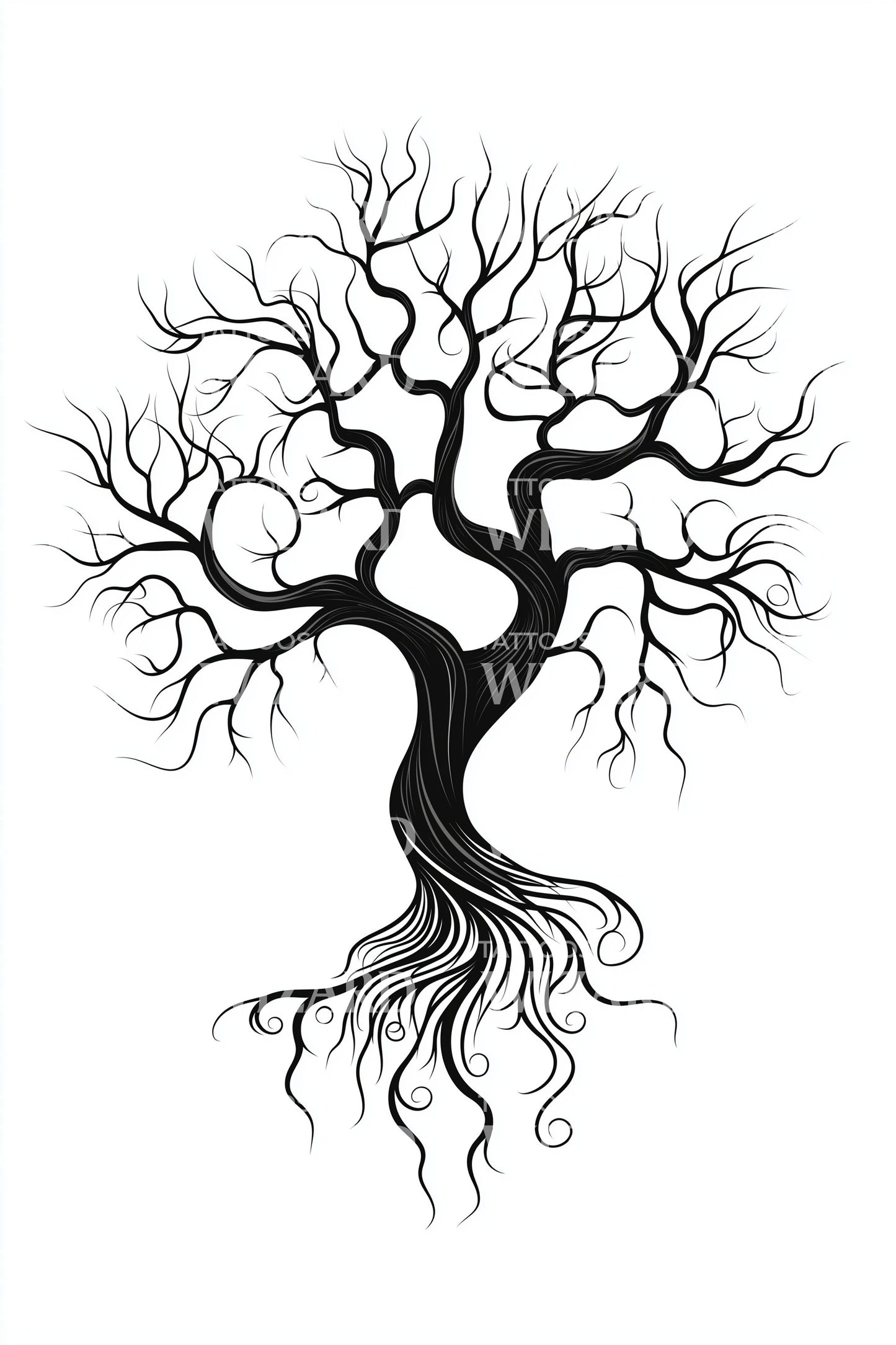 Twisted Roots Tree Tattoo Design