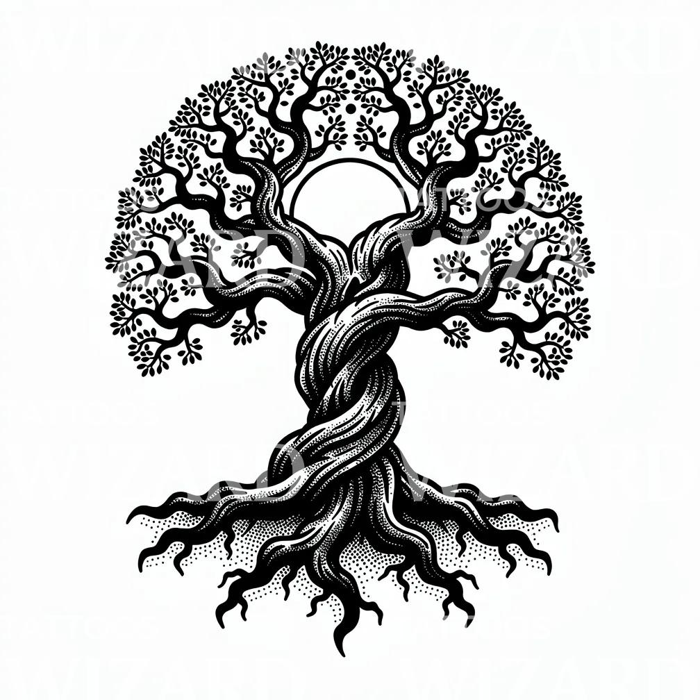 Twisted Tree Tattoo Design