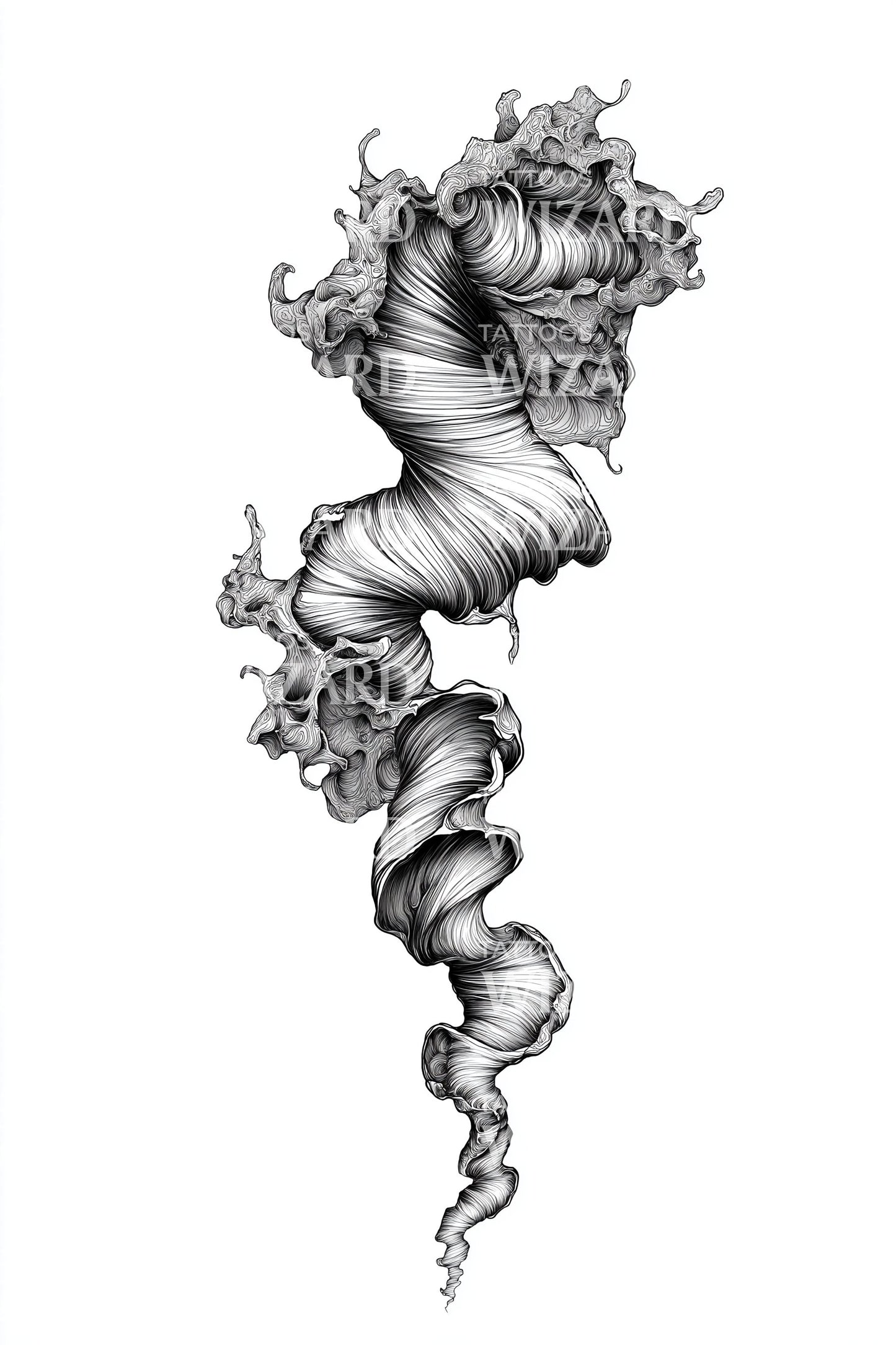 Twisting Coral Spore Tattoo Illustration