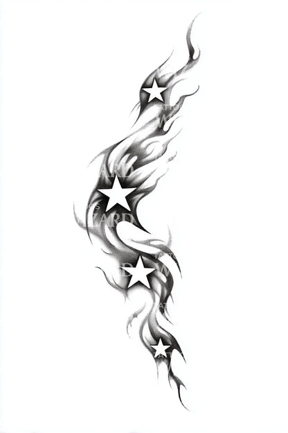 Twisting Flame Ribbon Tattoo Design
