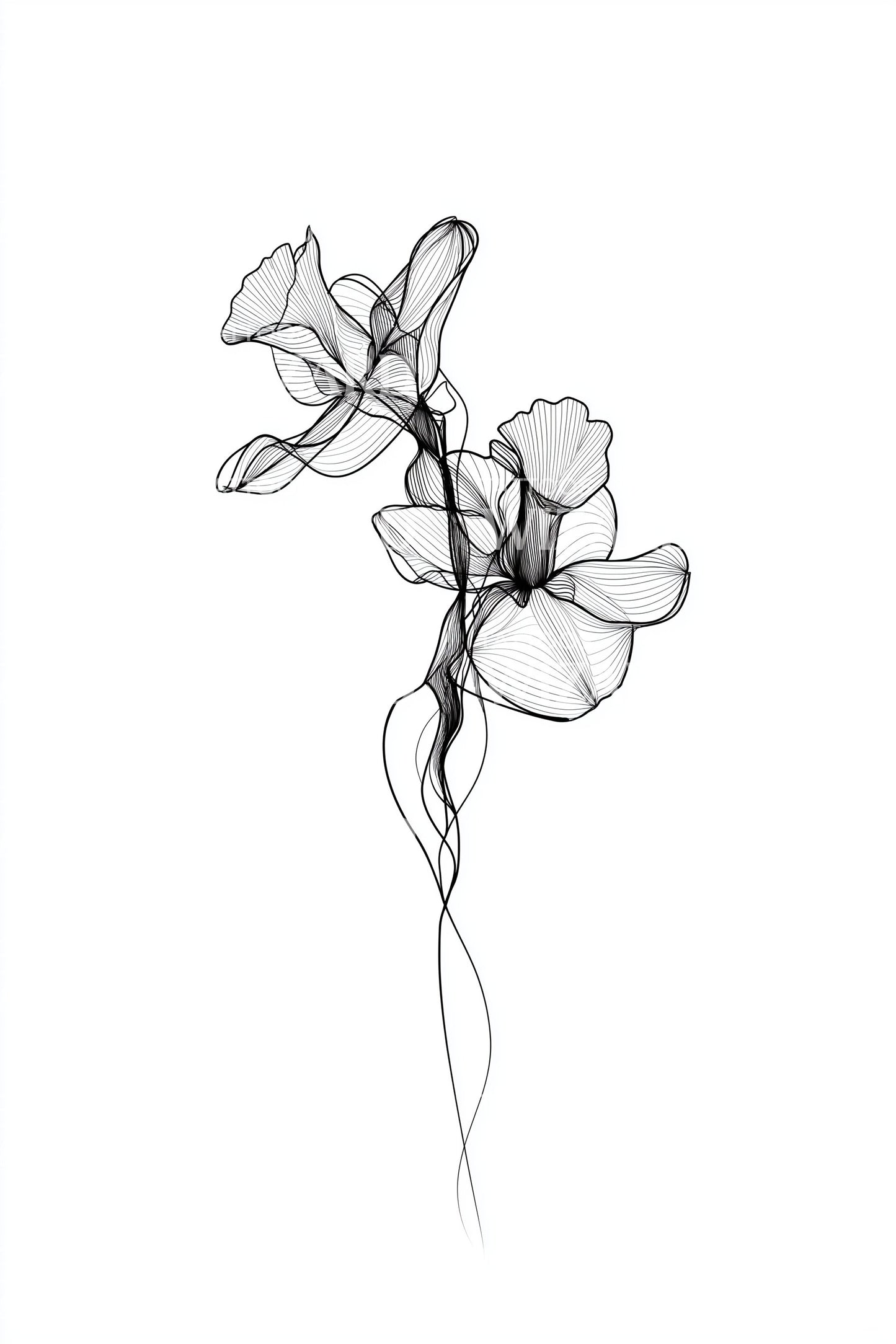 Twisting Stem Buds Tattoo Design
