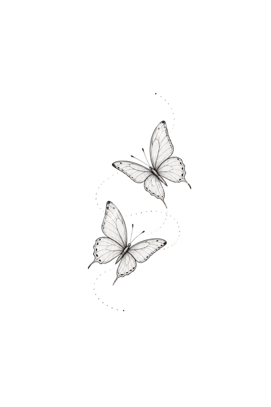 Two Butterflies Flying Together Tattoo Idea