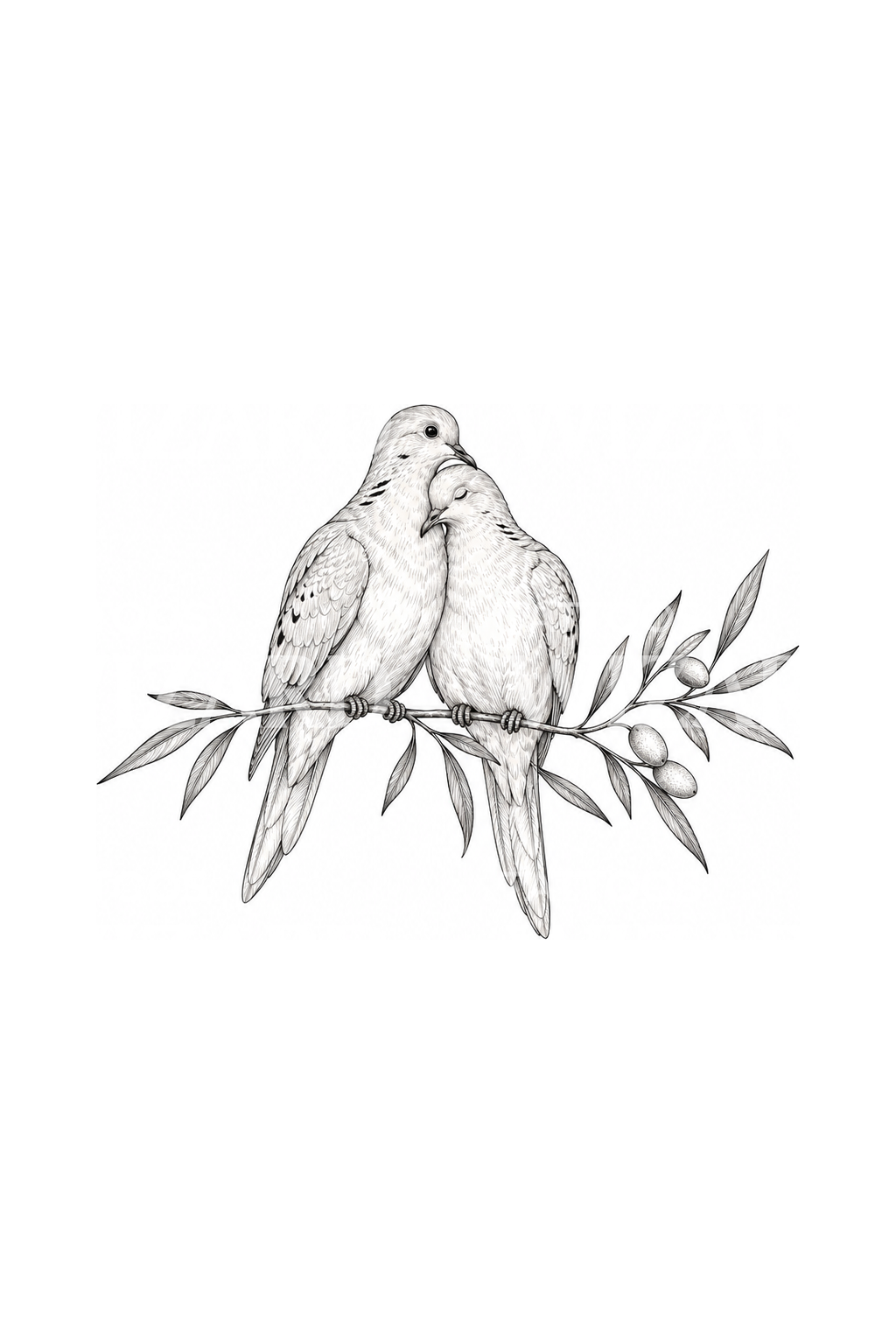 Two Doves on Olive Branch Tattoo Idea