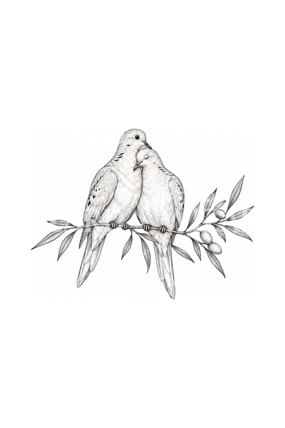 Two Doves on Olive Branch Tattoo Idea
