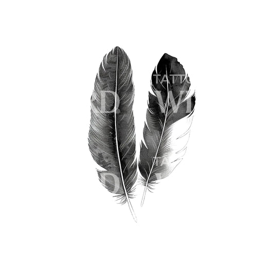 Two Eagle Feathers Tattoo Design