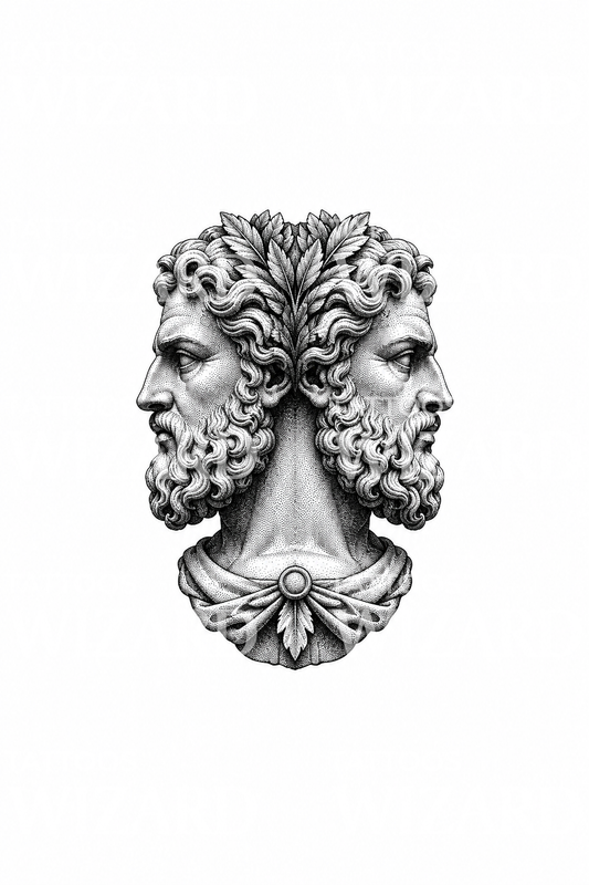 Two Faced Janus Bust Tattoo