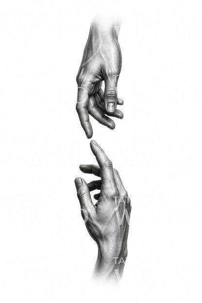 Two Hands Almost Touching Tattoo Design