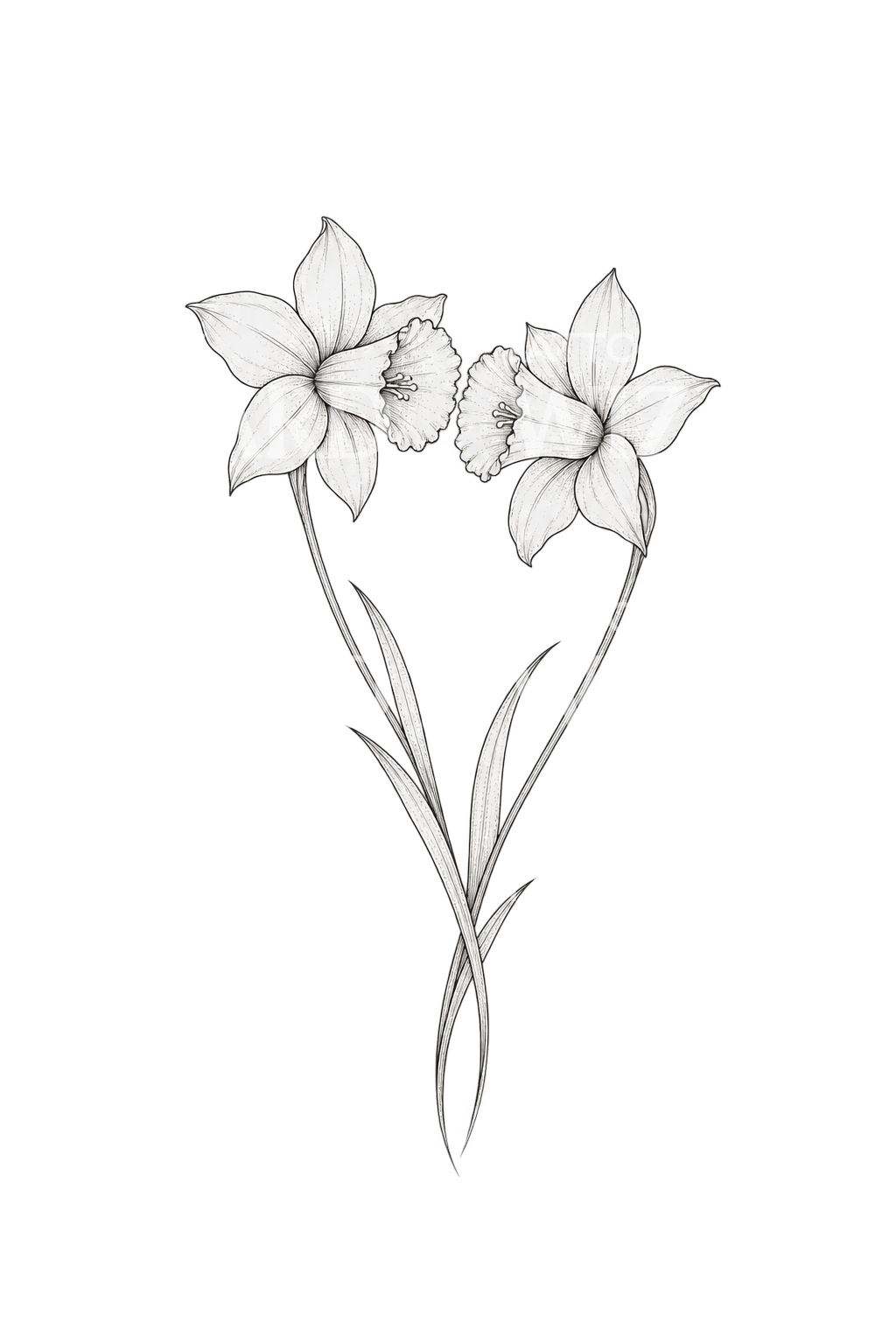 Two Leaning Daffodils Tattoo Idea