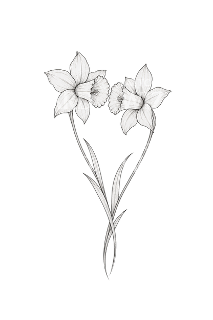 Two Leaning Daffodils Tattoo Idea