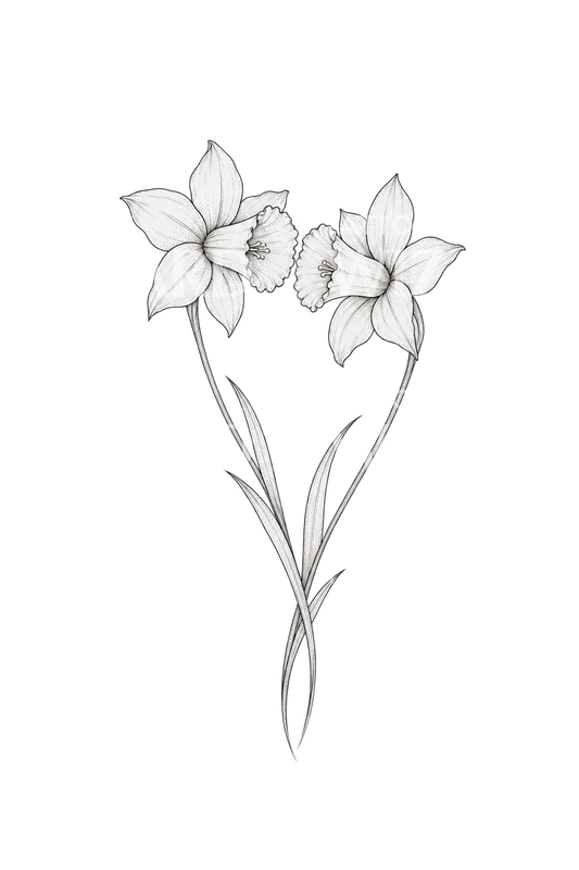 Two Leaning Daffodils Tattoo Idea