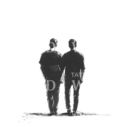 Two Men Silhouette Tattoo Design