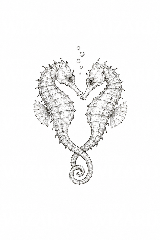 Idée de tatouage cœur avec deux hippocampes
