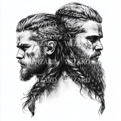 Zwei starke Wikinger-Brüder Tattoo-Idee