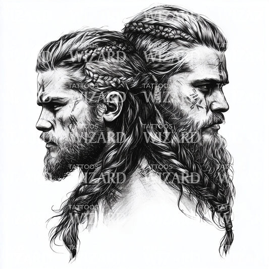 Two Viking Strong Brothers Tattoo Idea