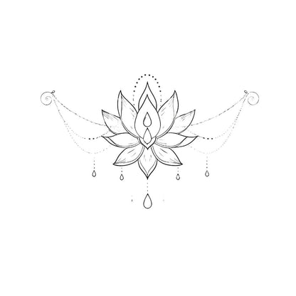 Ornamental Fineline Lotus Tattoo Design