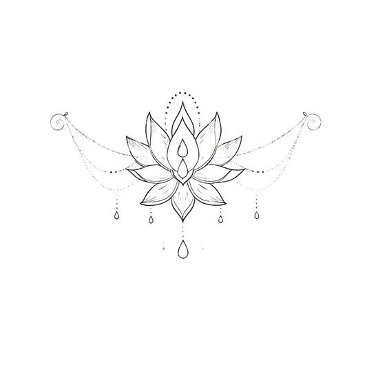 Conception de tatouage de lotus ornemental à lignes fines