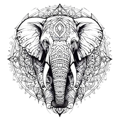 Dotwork Mandala Elephant Tattoo Design