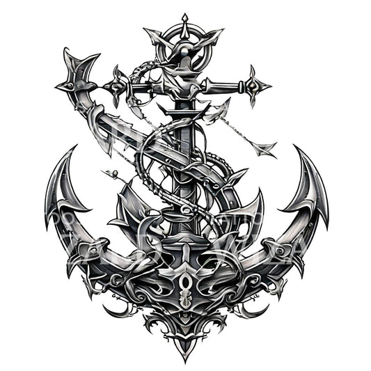 Neotraditional Anchor Tattoo Design