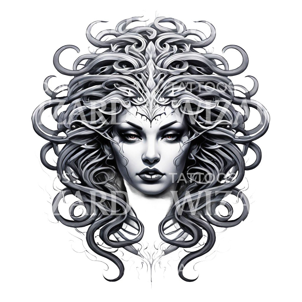 Illustrative Medusa Head Tattoo Design
