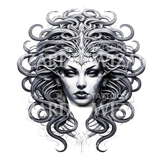 Illustrative Medusa Head Tattoo Design