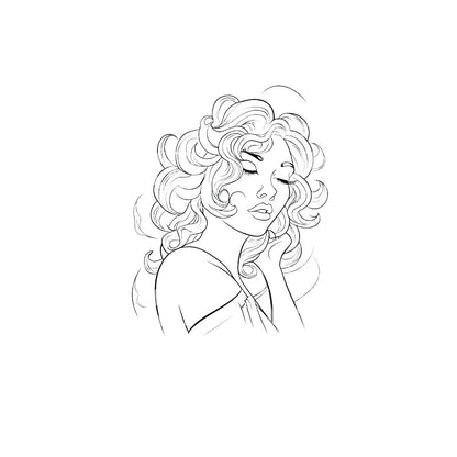 Fine Line Woman Portrait Tattoo Design