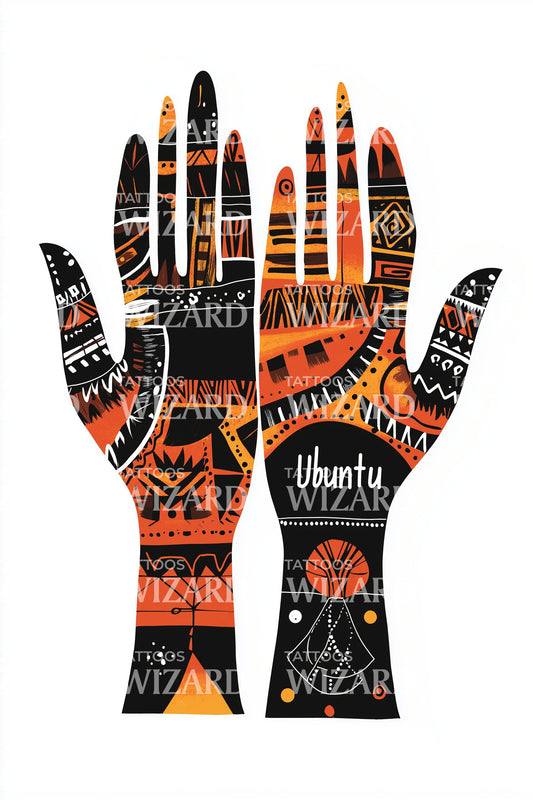 Ubuntu Geometric Hand Tattoo Illustration