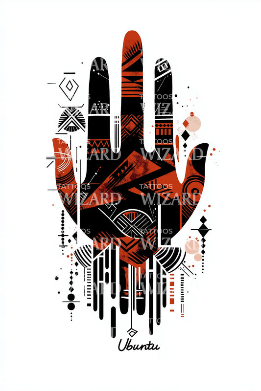 Ubuntu Tribal Hand Tattoo Design