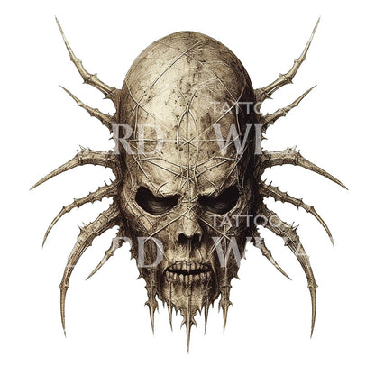 Malevolent Spider in Black and Grey Tattoo Design