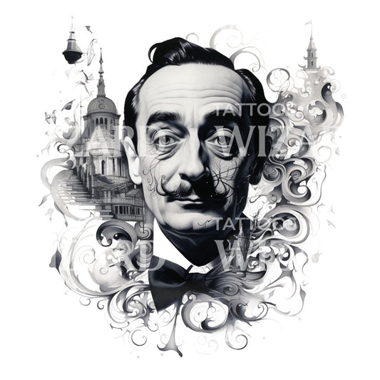 Conception de tatouage de portrait de Salvador Dali