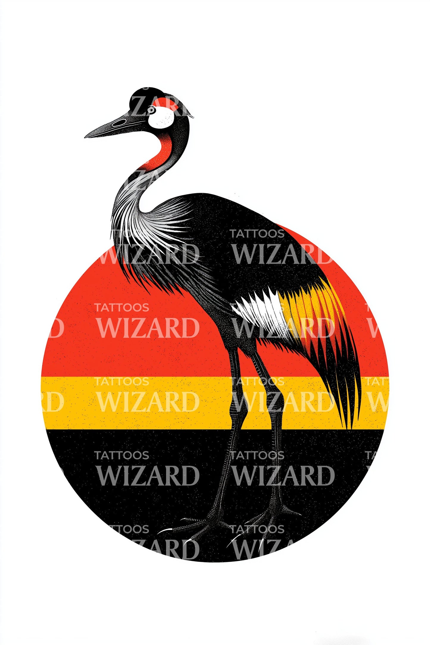 Návrh tetování odznaku jeřába Uganda