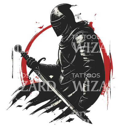 Black Medieval Knight Tattoo Design