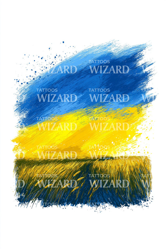 Oekraïne Vlag Landschap Tattoo Ontwerp