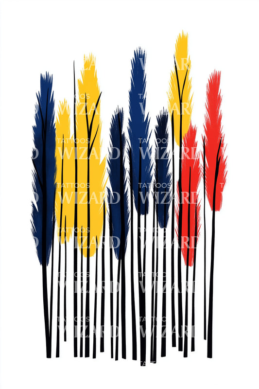 Ukraine Wheat Feathers Tattoo Idea