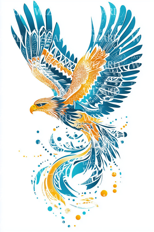 Design de Tatuagem Fênix Ucraniana da Liberdade