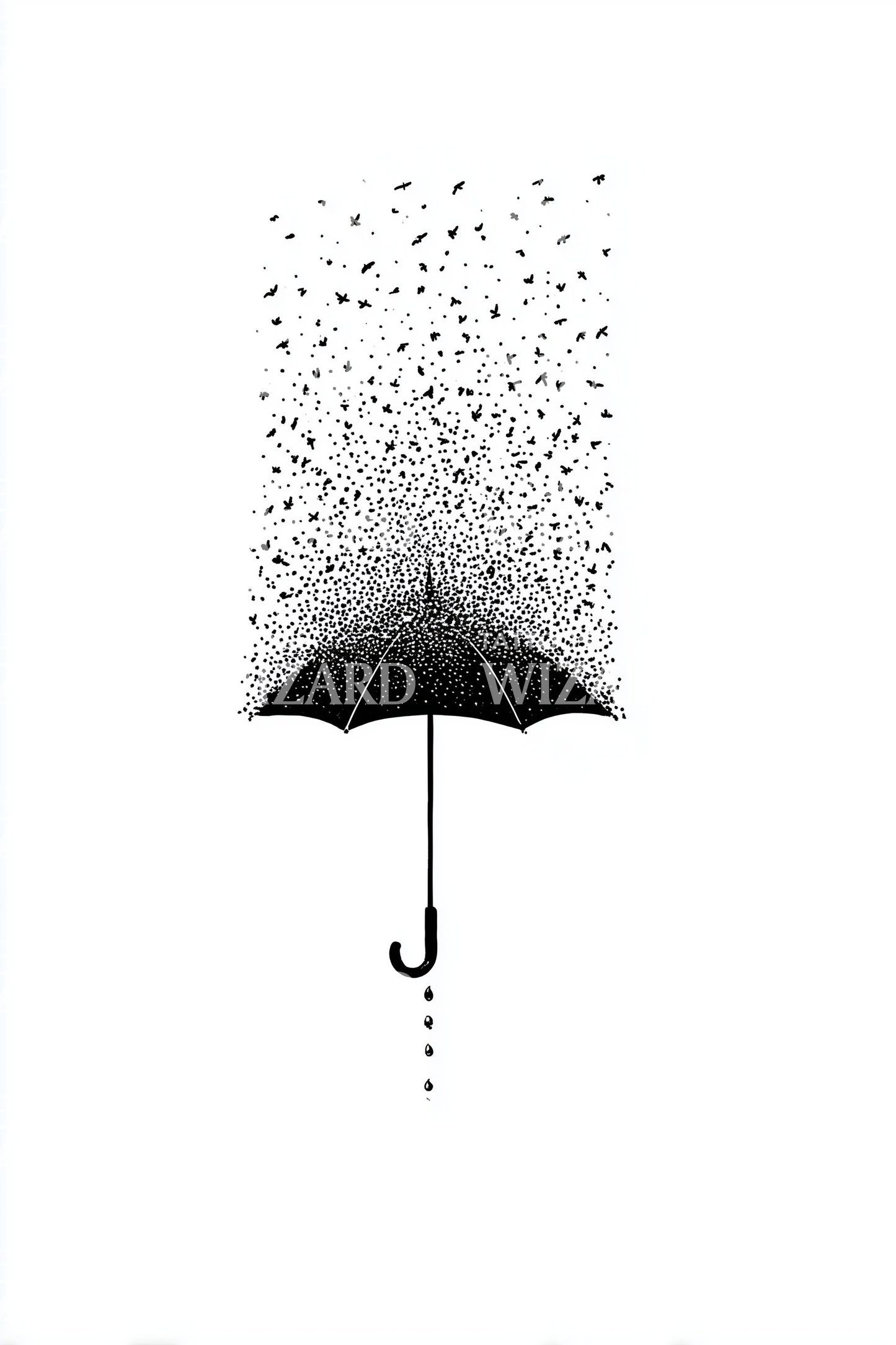 Regenschirm im Regen Tattoo-Design